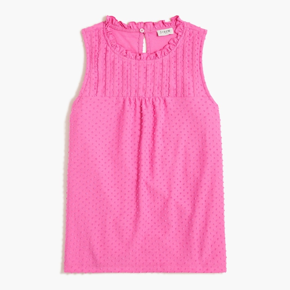 J. Crew Pink Blouse with Ruffle Neckline and Pintuck Pleats